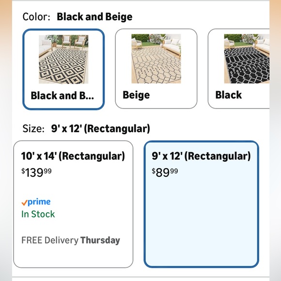 Black and Beige Outdoor Straw Rug - Picture 4 of 6